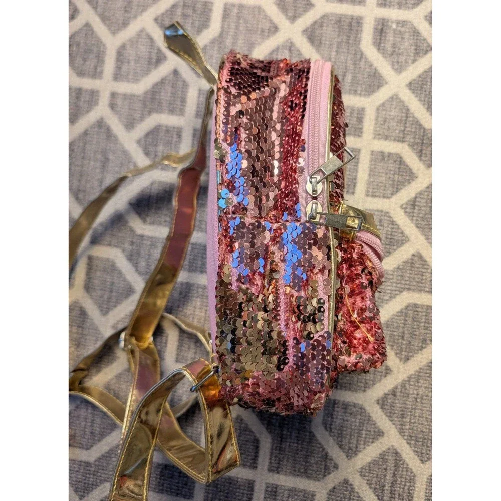 Disney Princess Pink Sequin Mini Backpack Ariel Jasmine Cinderella Belle Tiana